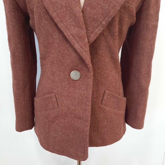 Vtg 70s wool blazer w/ gold buttons - Picture 7 of 11